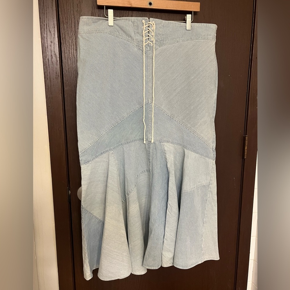 Lauren Ralph Lauren tie front cotton midi skirt